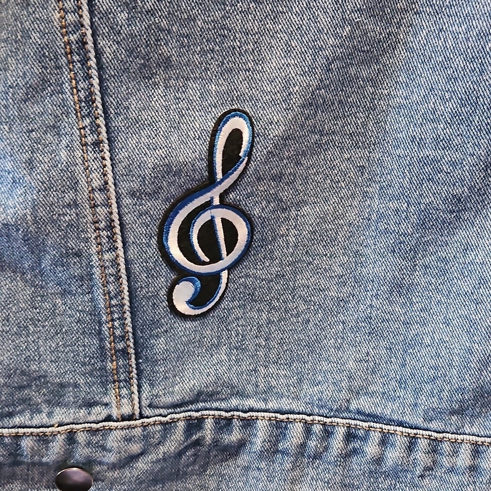 Hand Crafted Upcycled Rock Music Jean Jacket Vintage Embordery Patchwork Size S - Picture 7 of 17
